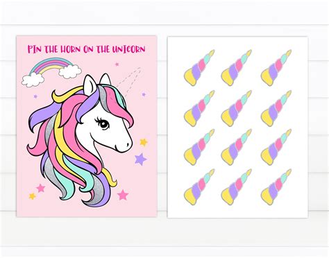 Pin The Horn On The Unicorn Printable